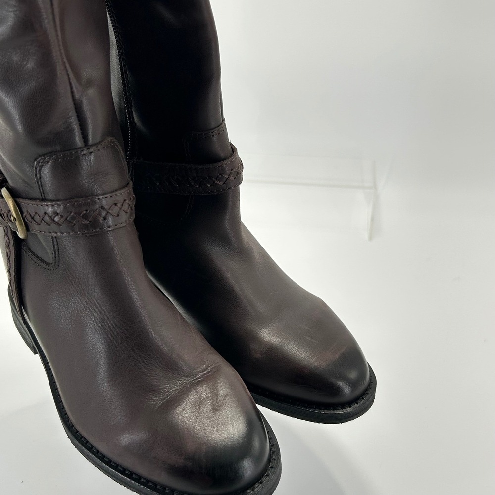 Lucky Brand Size 6.5 Brown Leather Riding Boots NEW Maltet Braided $220 - Picture 10 of 13